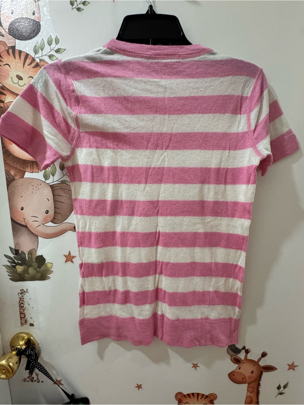 Striped Pink and White Short-Sleeve Knit Top - Picture 3 of 5